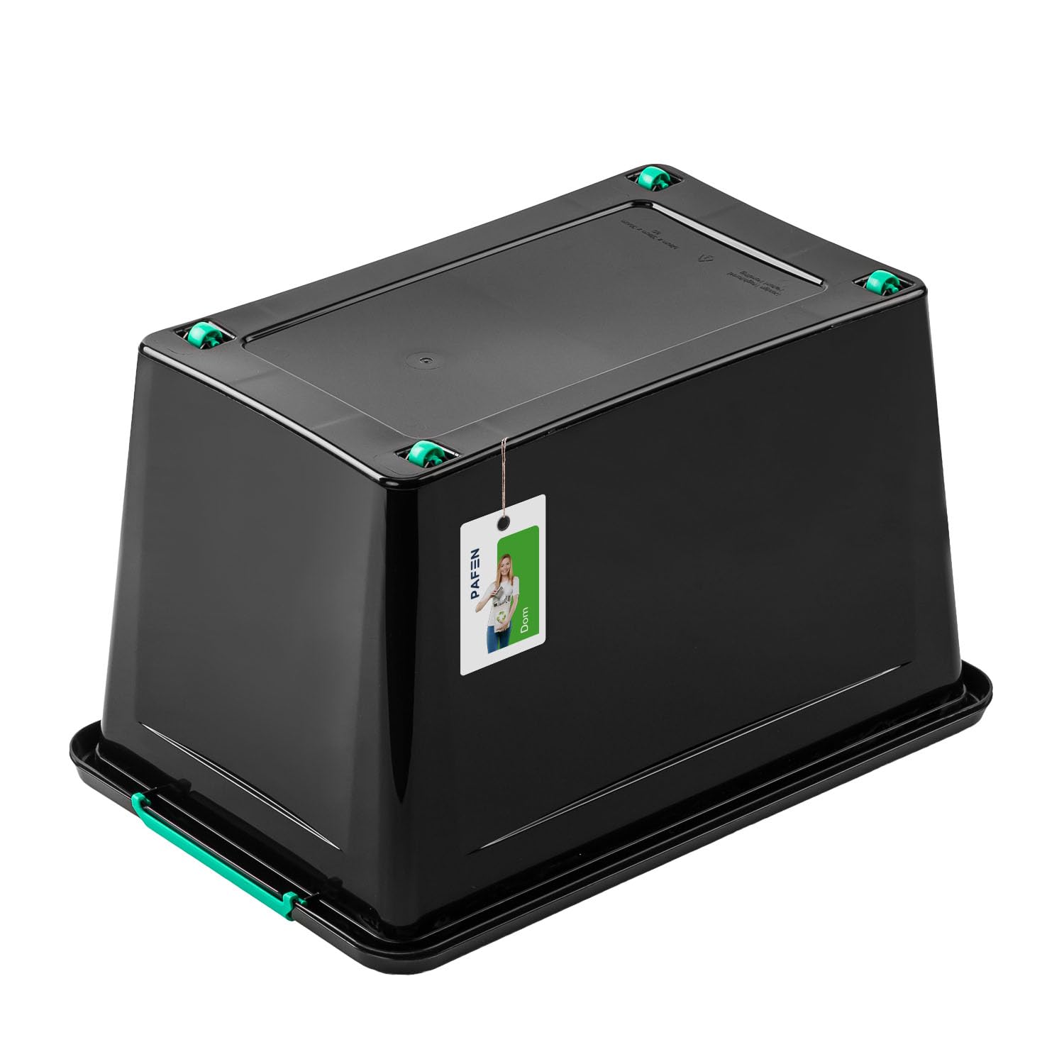 PAFEN 3x Aufbewahrungsbox auf Rädern Öko-Linie 60L - 58,5 39,5 x 35 cm - Boxen Aufbewahrung Stapelboxen mit Verschlussclips Kunststoffbehälter Kleiderboxen Organizer | Schwarz