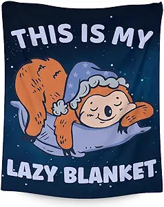 Mercuryelf Sloth Throw Blanket - Soft, Fuzzy & Warm - 60x80 Inches Flannel Blankets for Bed, Couch - Dark Blue Cute Throws Gift for Women, Men