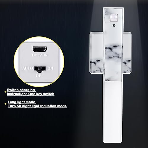 Miniatura 4 de Bonuci 2 piezas de luz nocturna con sensor de movimiento, luz de pared magnética, 2 unidades, luces LED USB, barra recargable, inalámbrico,
