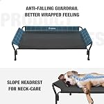 Veehoo Lit de chien surélevé extérieur, grand lit de chien de refroidissement élevé avec garde-corps & Appui-tête de pente, Teslin Respirant Durable Mesh, Lit pour animaux de compagnie lavable pour l'intérieur & Extérieur, 120×81cm, Noir