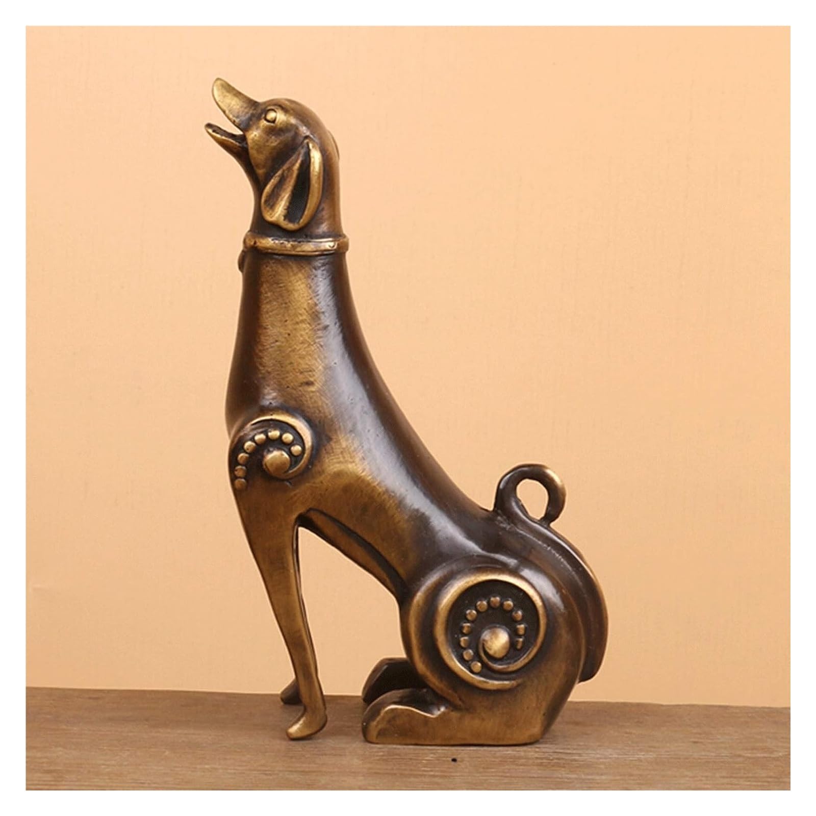 Arredamento artistico con motivi animali Scultura da tavolo in ottone, statua di cane, ornamenti zodiacali, scultura, artigianato in metallo retrò, decorazioni for soggiorno, bancone, ufficio