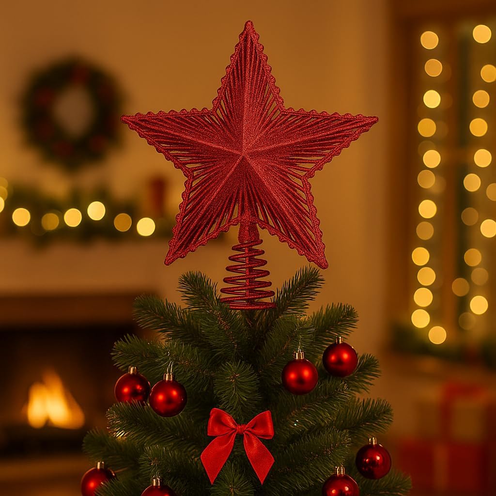 Ponteira Estrela Brilhante Glitter Dourada Prata Vermelha Ponteira Grande 20cm Para Árvore de Natal Decoração Natalina (DOURADA) Ponteira Estrela Brilhante Glitter Dourada Prata Vermelha Ponteira Grande 20cm Para Árvore de Natal Decoração Natalina (DOURADA)