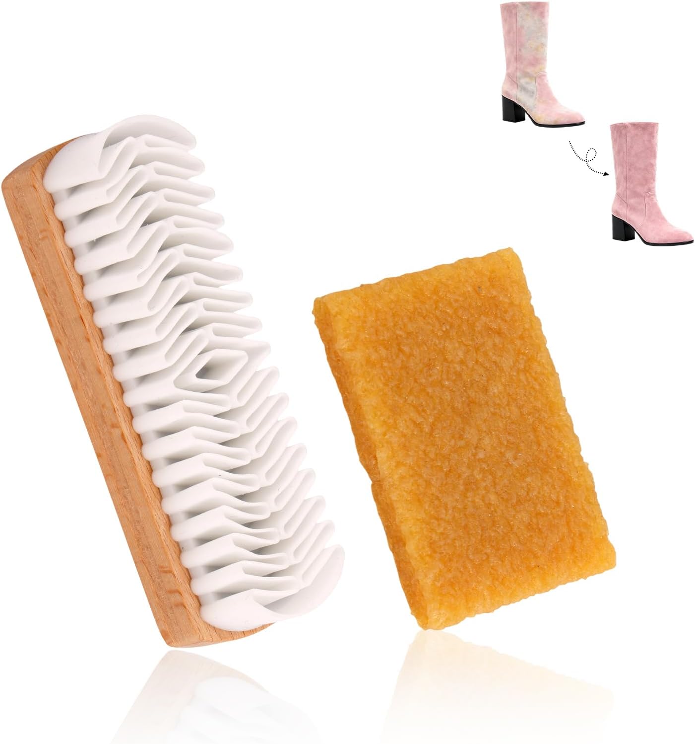 Suede Shoe Brush, Wooden Handle Nubuck Rubber Cleaner Brush Suede Cleaning Eraser for Shoes Boots Bags & Jackets Water Stain Kit