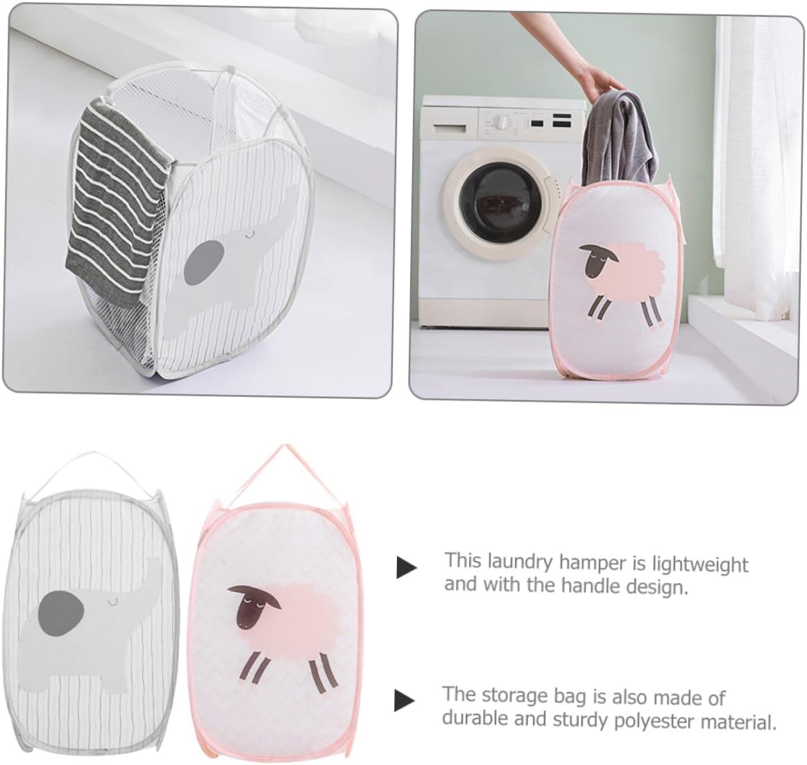 Foldable Laundry Hamper with Handles, 2 Piece Polyester Basket