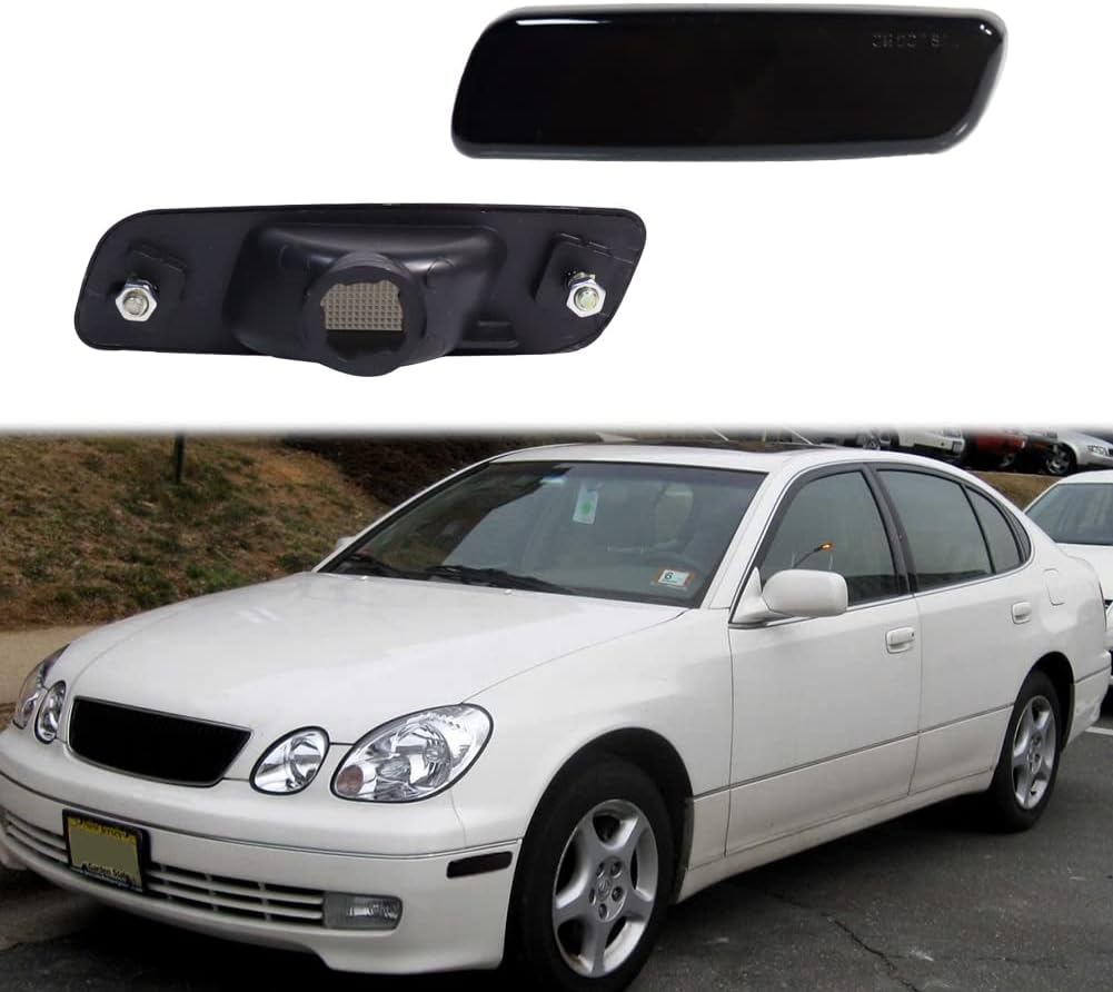 Smoked Lens White LED Lamp Compatible with Toyota Lexus Scion Front Corner Fender Side Marker Light