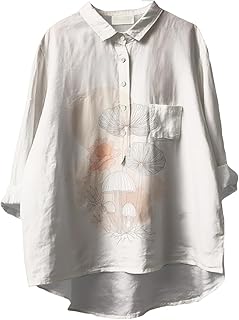 Sponsored Ad - BIVENANT Womens Boho Shirts Button 3/4 Sleeve Blouses Hawaii Mushroom Floral Print Casual Fall Tunic Tops P...