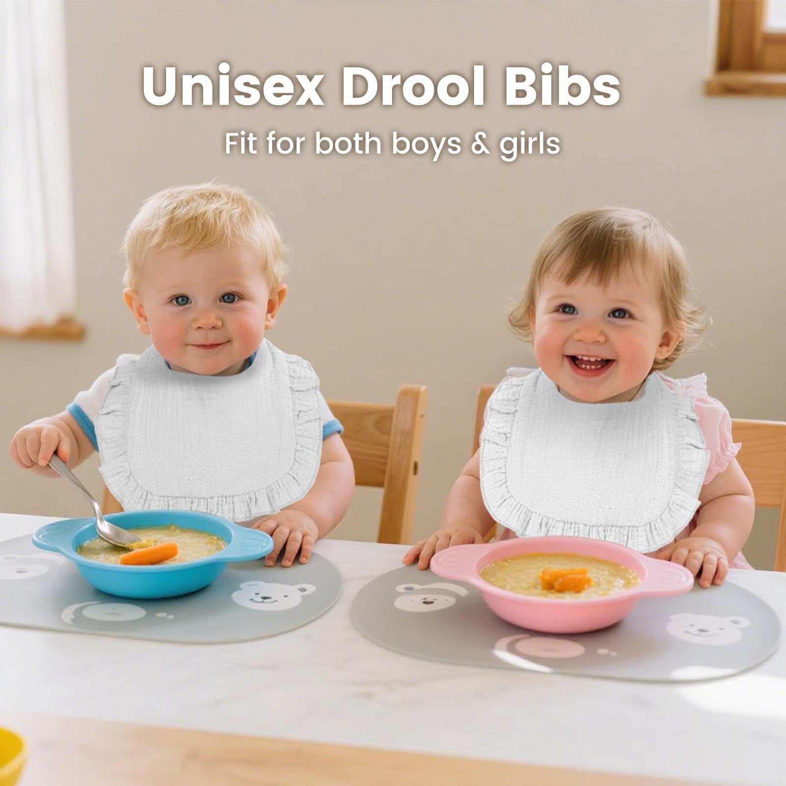 Oiomniv Muslin Baby Bibs, Bandana Drool Bibs Soft 100% Cotton Adjustable Unisex Girls Boys for Newborn Toddler - Image 4