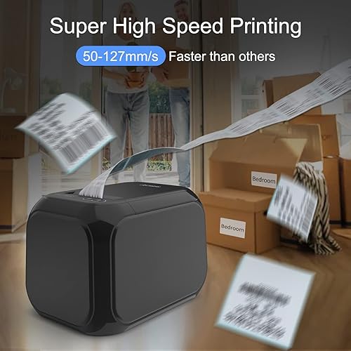 Miniatura 6 de Máquina etiquetadora con cinta, CLABEL 220D impresora térmica de escritorio con cabina USB, ventanas de soporte, para oficina y hogar