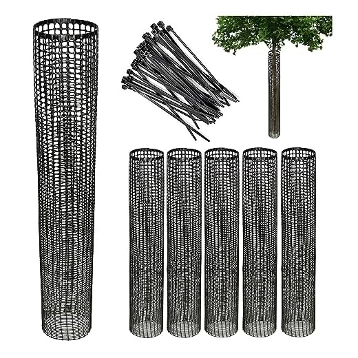 Voglund Nursery Mesh Tree Bark Protector 48 Inches Tall (5 Pack) with Zip Ties