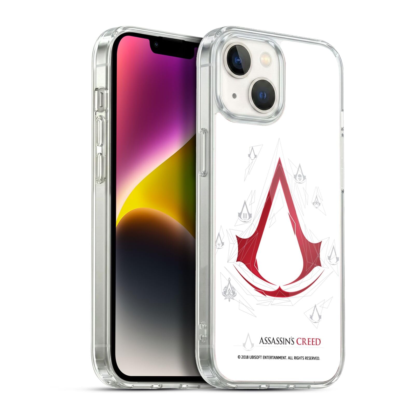 Head Case Designs Officially Licensed Assassin's Creed Geometric White Legacy Logo Soft Gel Case Compatible with Apple iPhone 14