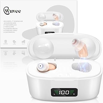 OTC Hearing Aids Rechargeable for Seniors, Hearing Aid Amplifiers Devices with Noise Cancelling, Howling Suppression for Seniors and Adults mild to moderate hearing loss, Auto On/Off, Pair