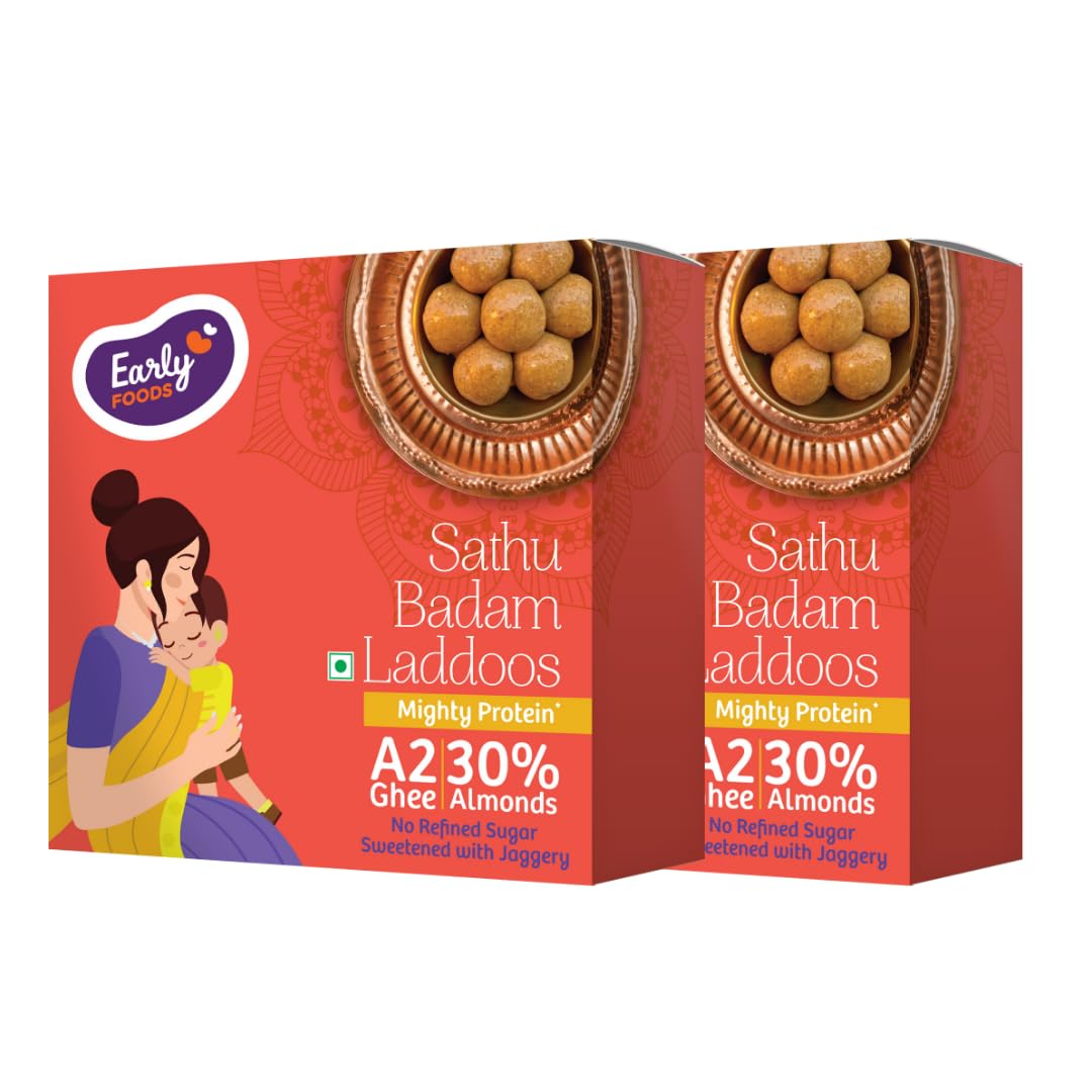 Early Foods: Pack of 2 A2 Ghee Sathu Badam Laddoo | Sattu Ladoo Best Kids Snacks | Sattu Atta ladoo | Sattu Laddu with jaggery | A2 Ghee Laddoos, | Badam Laddoo | Protein laddu, Sugar free sweets 250g x 2 (B0D9YDZQ5R) Amazon Price History, Amazon Price Tracker