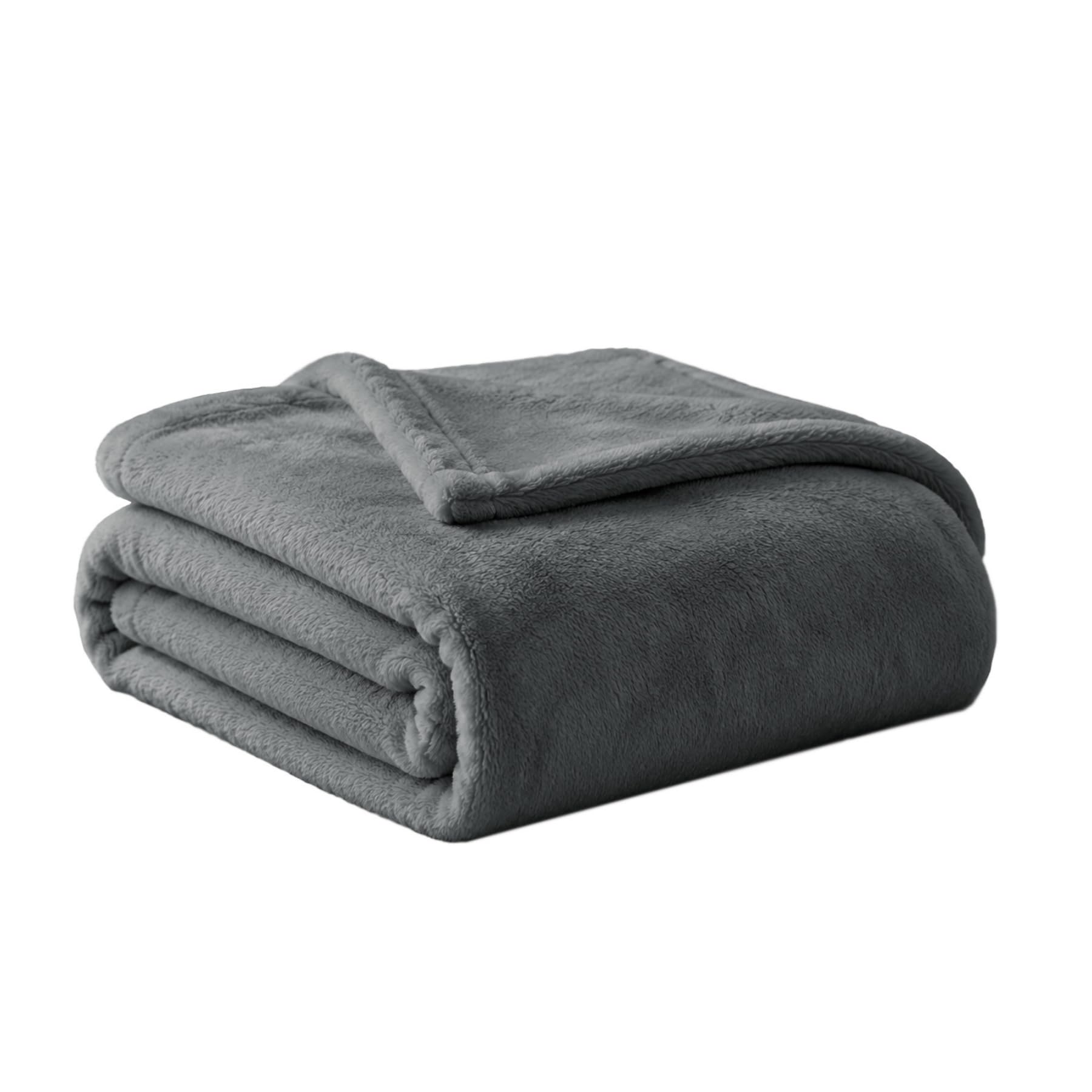 DALINA Textil - Manta para Sofá pequeña 130x160cm - Manta Terciopelo - Manta Ligera Franela para Sofá, Cama, Viaje, Sala de Estar (Gris Oscuro)