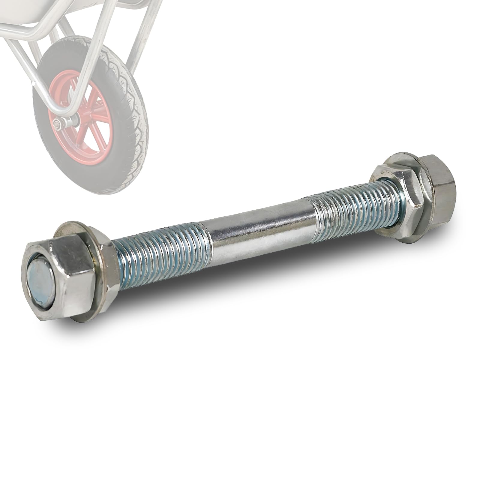 Eje para carretilla, eje de repuesto para rueda de carretilla, eje de repuesto para rueda de carretilla, eje de carretilla para neumáticos de goma maciza, eje de rueda galvanizado (Ø16 x 155 mm)