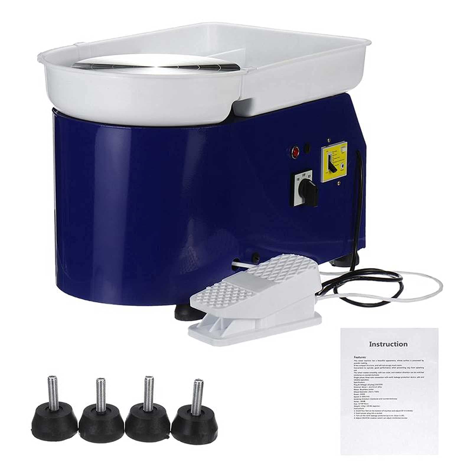 Pottery Forming Machine 350W Electric Pottery Wheel DIY Clay Tool with Tray Flexible Foot Pedal for Ceramic Work Silent