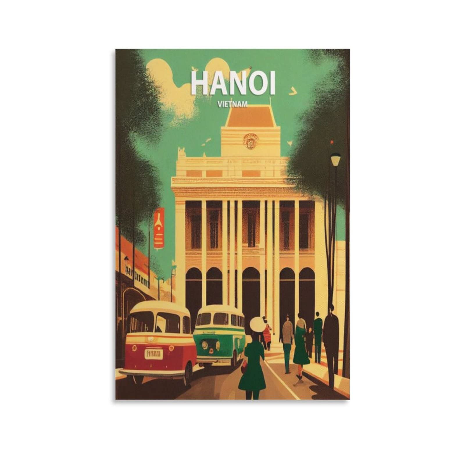 ONOTIO Hanoi Vietnam Vintage Travel Posters Tree 16x24inch(40x60cm) Wall Art Picture Print Canvas Art Poster Modern Family Bedroom Decor Posters