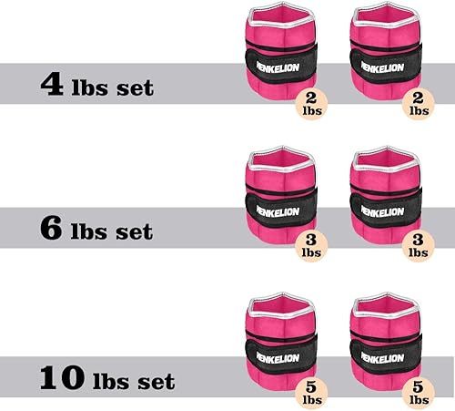 Miniatura 2 de Henkelion - Juego de 1 par de pesas ajustables, tobillo y muñeca, 2, 3, 5 y 10 libras, para gimnasio, entrenamiento, correr, levantamiento de pesas,
