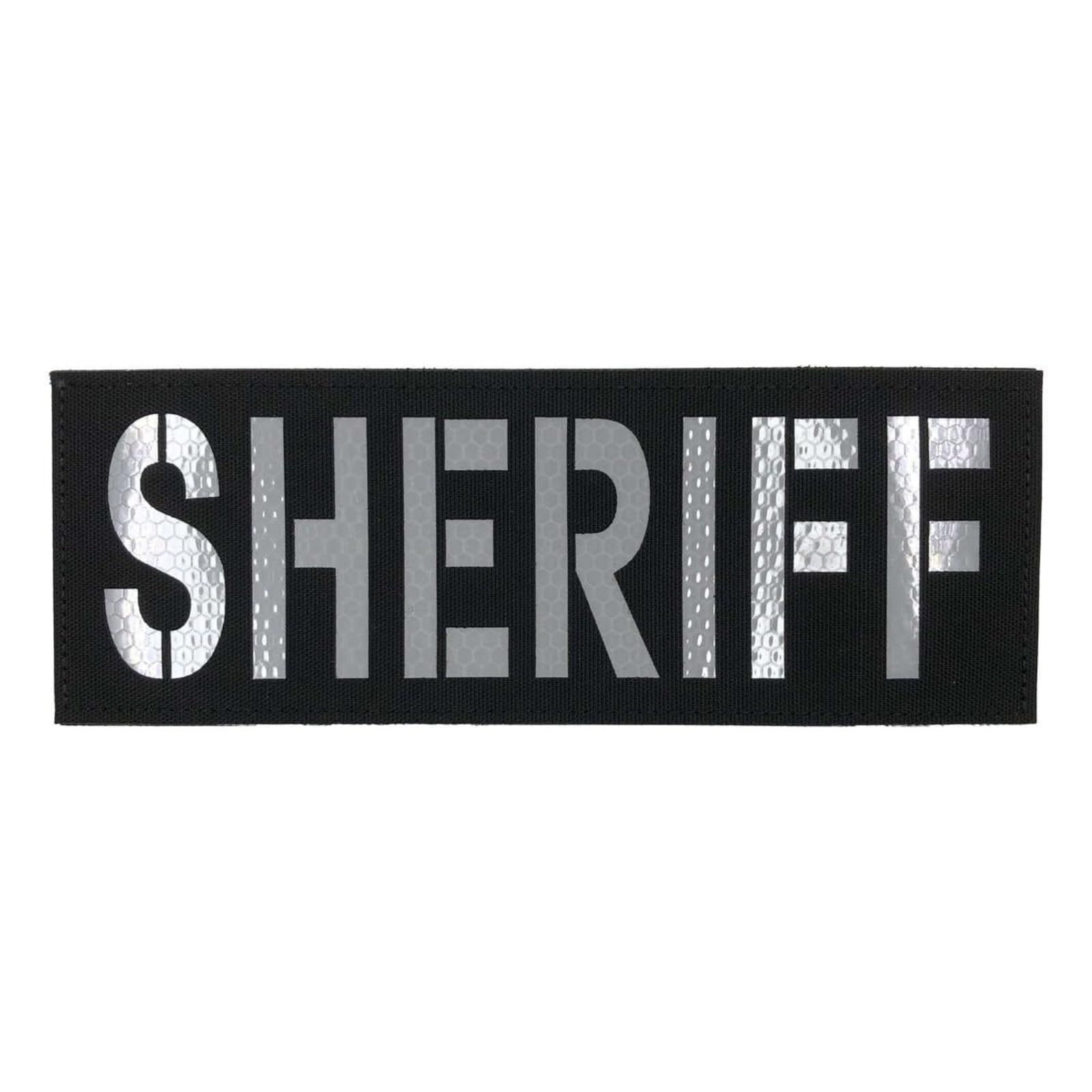 uuKen Sheriff Patch Reflective Laser Cut for Vest Jacket Bags Backpacks Clothing with Hook and Loop (RL Black and White, L 8.5