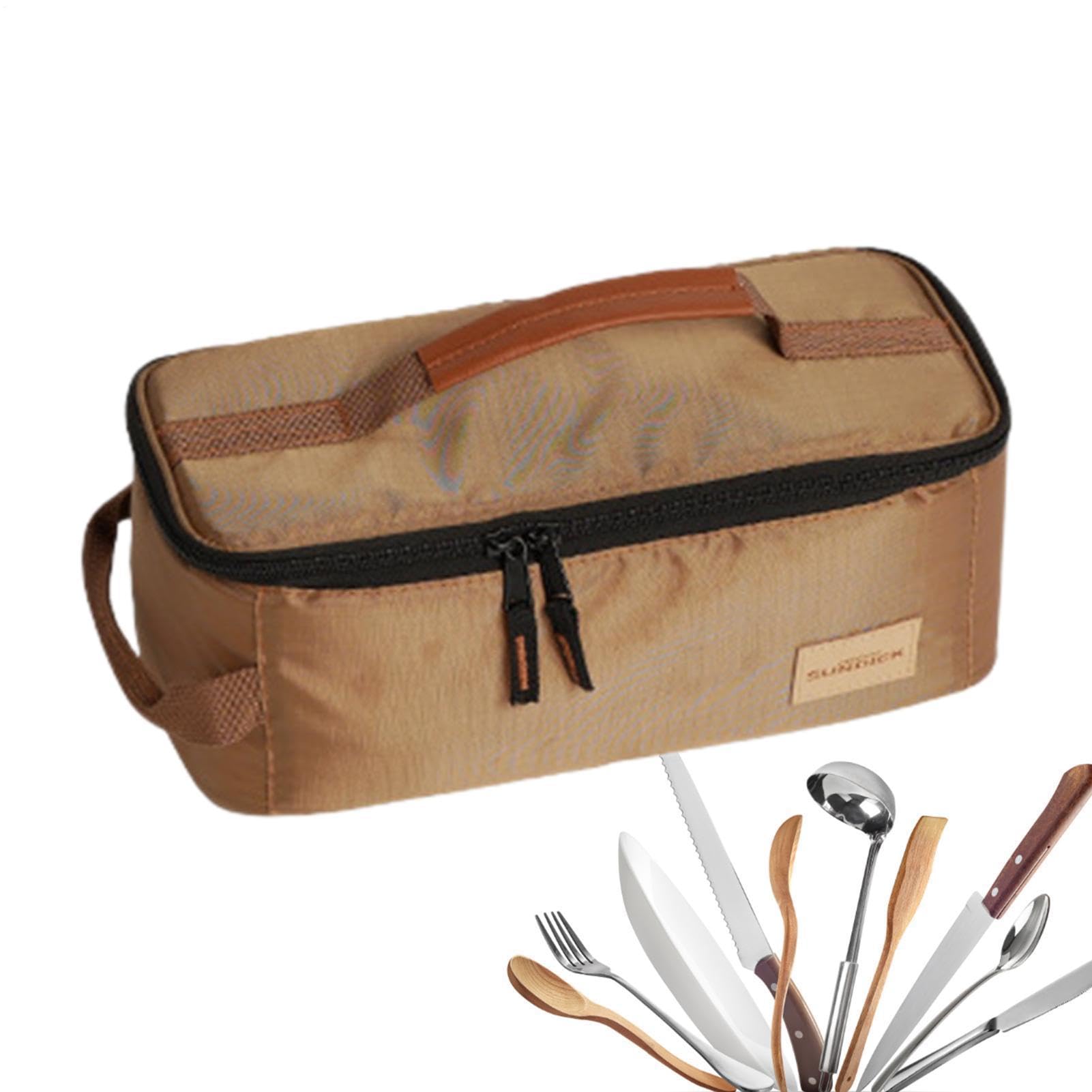 Camping Utensils Storage Bag 7.48inch Multi Category Cutlery Holder Comfortable Handle For Picnic Barbecue Outdoor Travel Hiking Gear
