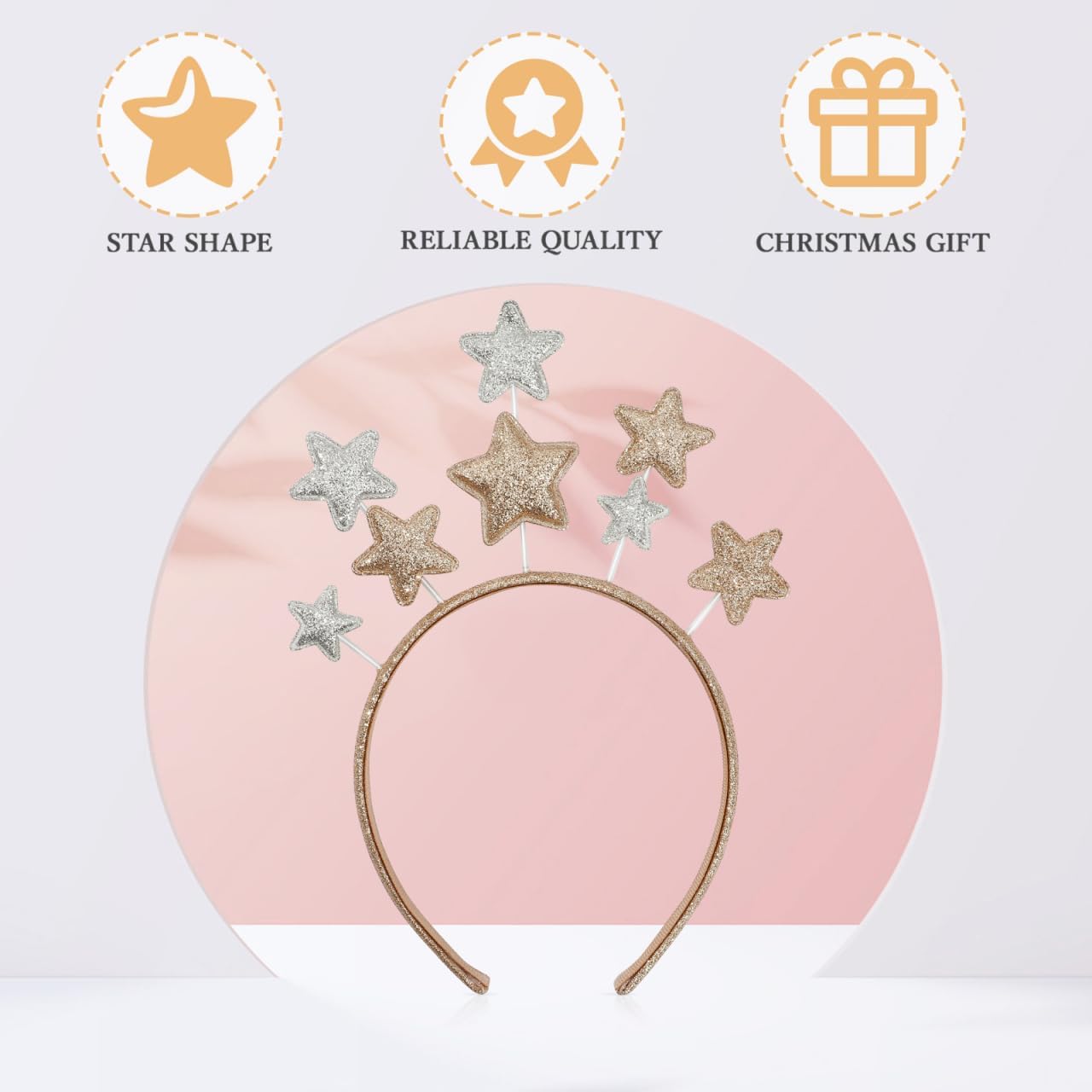 Beaupretty Glitter Star Headband Five-pointed Star Headband Bridal Hair Hoop Party Star Headpiece for Christmas Holiday Festival Birthday Party