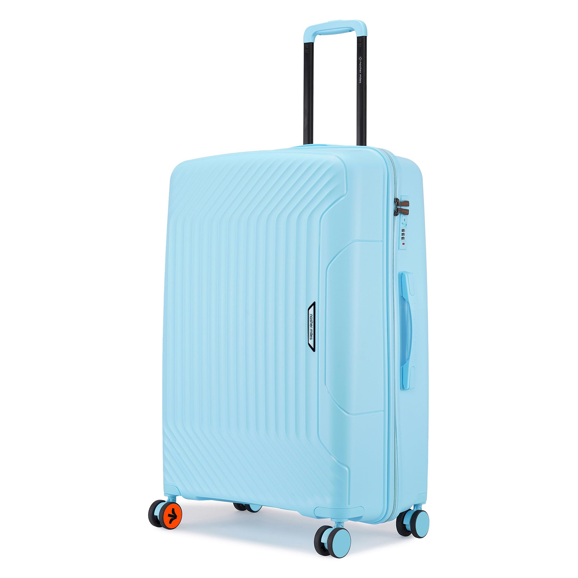 Coorg Hard-Sided Polypropylene Check-in Luggage 24 inch | 65cm | 8 Wheels Medium Trolley Bag for Travel | Suitcase (Sky Blue)
