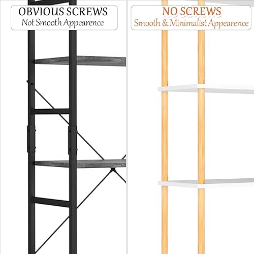 Miniatura 4 de Estantería alta de bambú blanco  5 niveles Turn-n-Tube Estantería organizadora de almacenamiento para dormitorio, oficina en casa y sala de estar