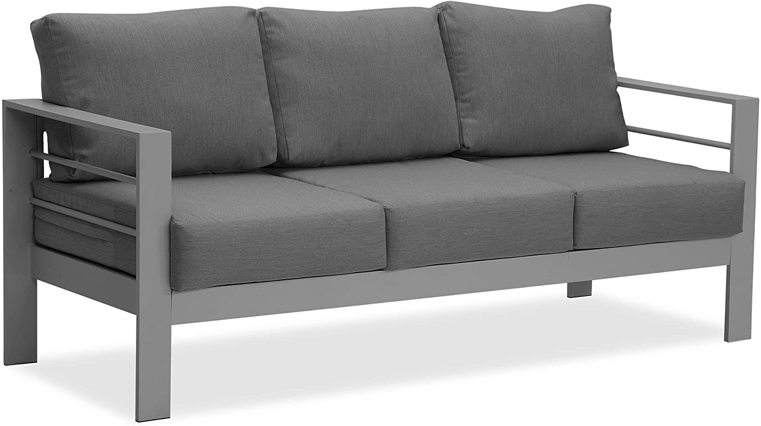 M Z HANDICRAFTS Metal Dark Grey Couch, 3+1+1-Seat All-Weather Contemporary Outdoor Sofa Set with Cushions (Dark Grey)-picture-10