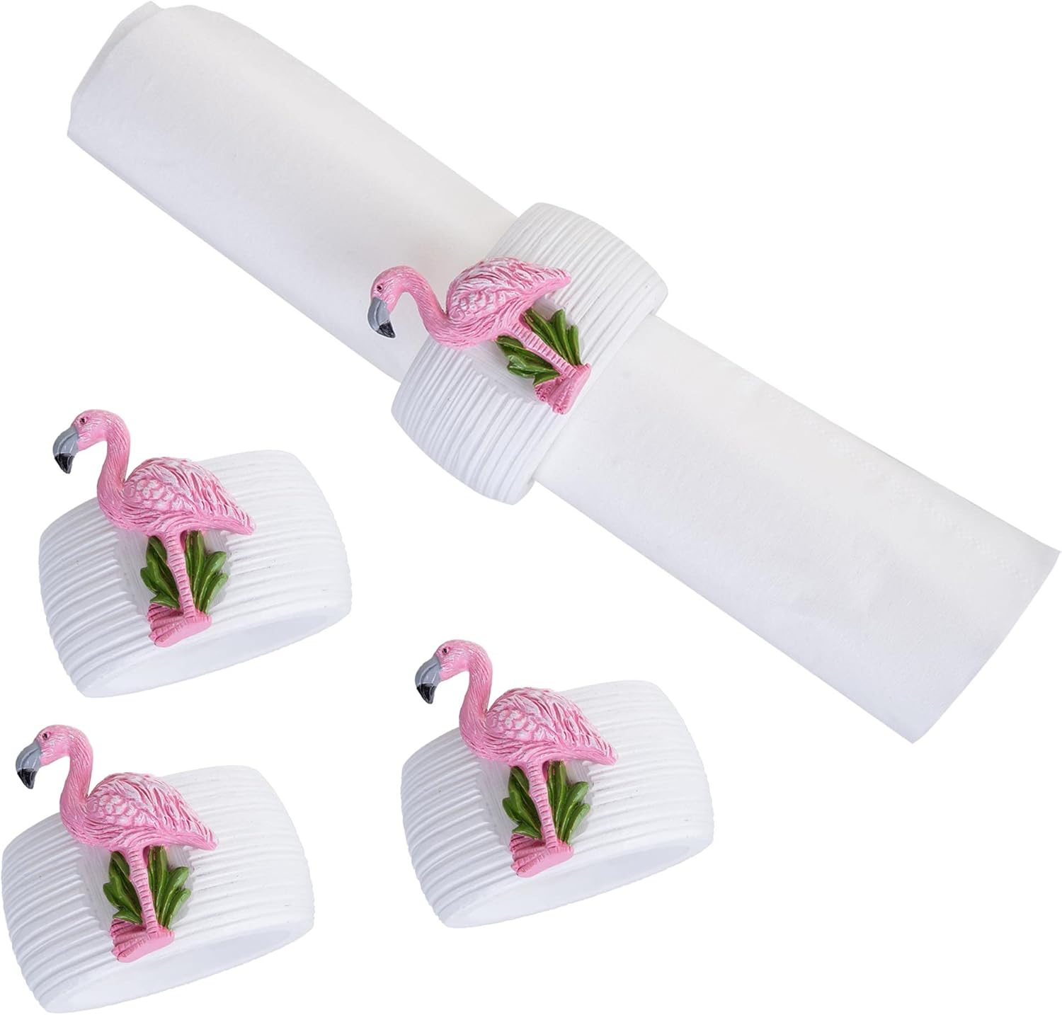 C&F Home Flamingo Nautical Coastal Decorative Tabletop Napkin Ring Set of 4 All Seasons Summer Sea Animal Kitchen Dining Dinner Table Décor Decoration S/4 Pink