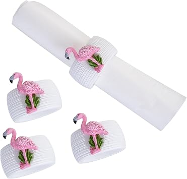 C&F Home Flamingo Nautical Coastal Decorative Tabletop Napkin Ring Set of 4 All Seasons Summer Sea Animal Kitchen Dining Dinner Table Decor Decoration S/4 Pink