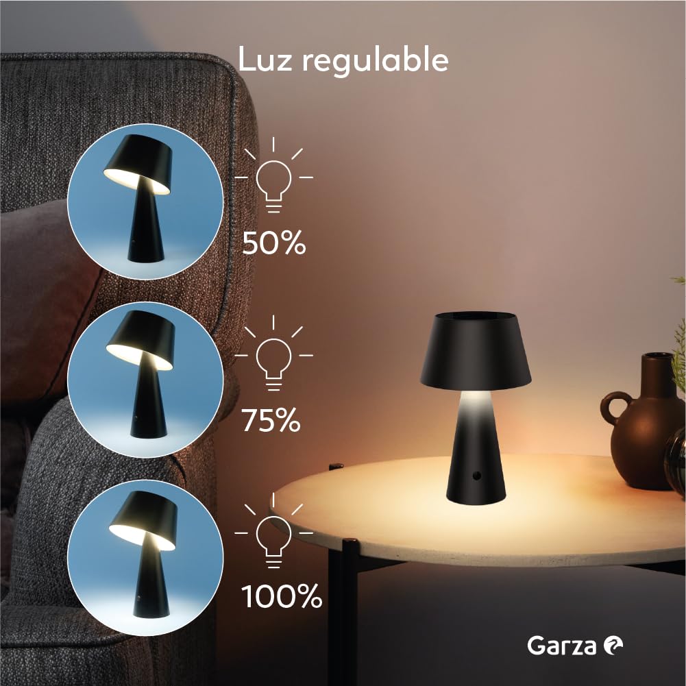 Garza Lampa solarna LED, 500 lm, ciepłe światło 3000 K, podwójne ładowanie (Solar i USB-C), 26 godzin autonomii, 4 tryby oświetlenia, IP44, odporna na działanie na zewnątrz i wewnątrz
