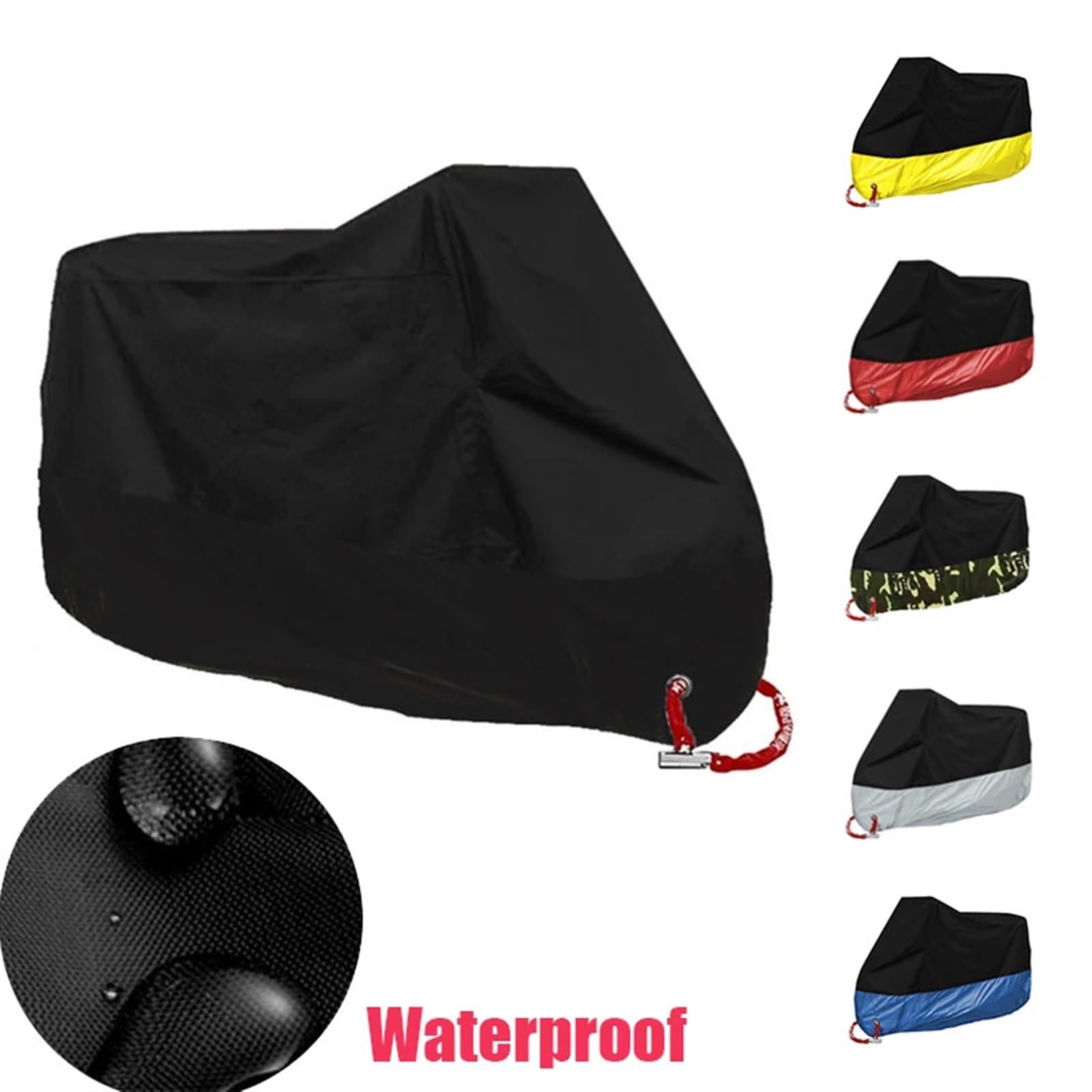 Cubre Moto Impermeable Cubierta Universal for Motocicleta, Protector UV for Exteriores, Resistente al Agua for Todas Las Estaciones, Cubierta for Moto, Lluvia y Polvo(Black,4XL)