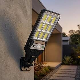 Luminária Solar LED com Sensor de Presença para Parede Externa 108 COB com Controle Remoto Luz, À Prova D'água Indução Automática Com 3 Modos Iluminação Automática Para Segurança Residencial