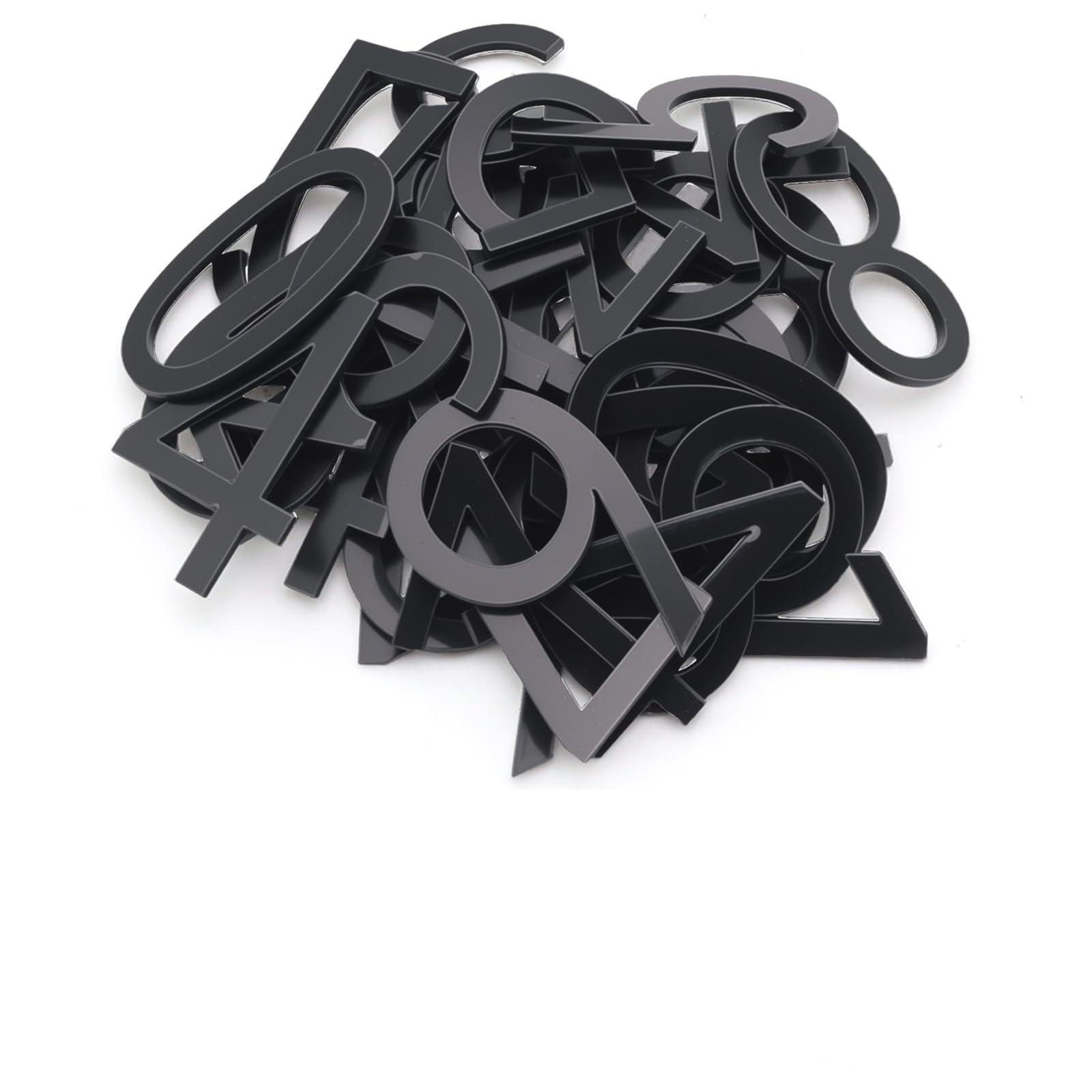 TIANLIN 40 Piezas Números Adhesivos Resistente a la Intemperie, 50 mm 0-9 Pegatinas Número de Casa, Números para Buzón de Acrílico para Exterior, Grosor 2 mm, para Hogar, Hotel, Apartamento (Negro)