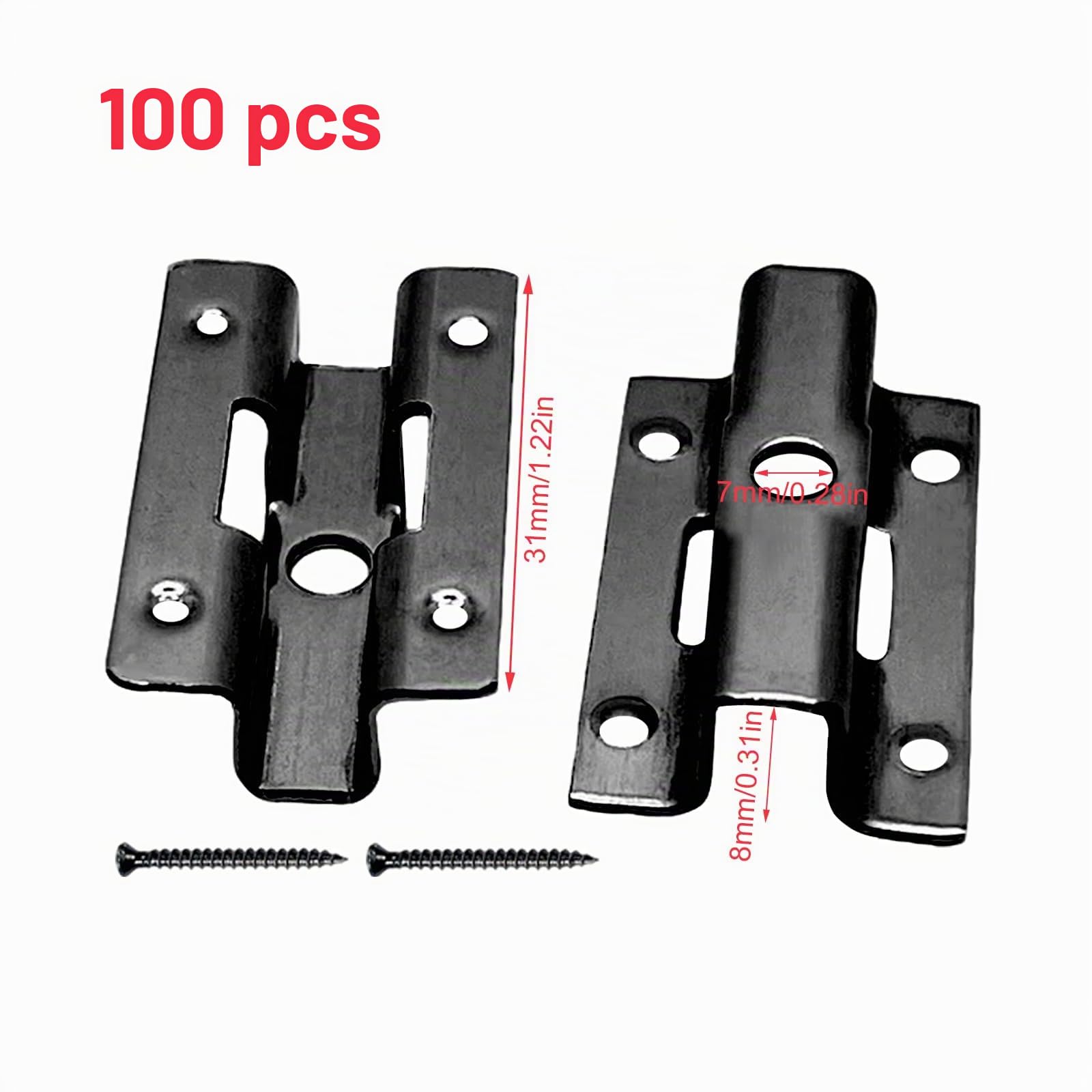 Lot de 100 clips de terrasse en acier inoxydable WPC - Clips de fixation invisibles avec vis pour lames en WPC - Clip en T - Fixation cachée (noir 8 mm)