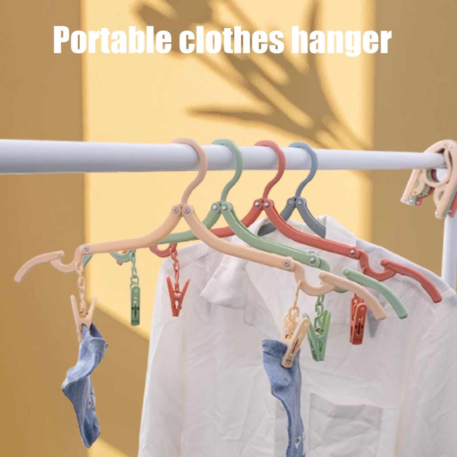 12 Piezas Perchas de Plástico Plegables para Ropa, Percha Plegable, para el Hogar, Hotel, Viaje, Camping (4 Colores)
