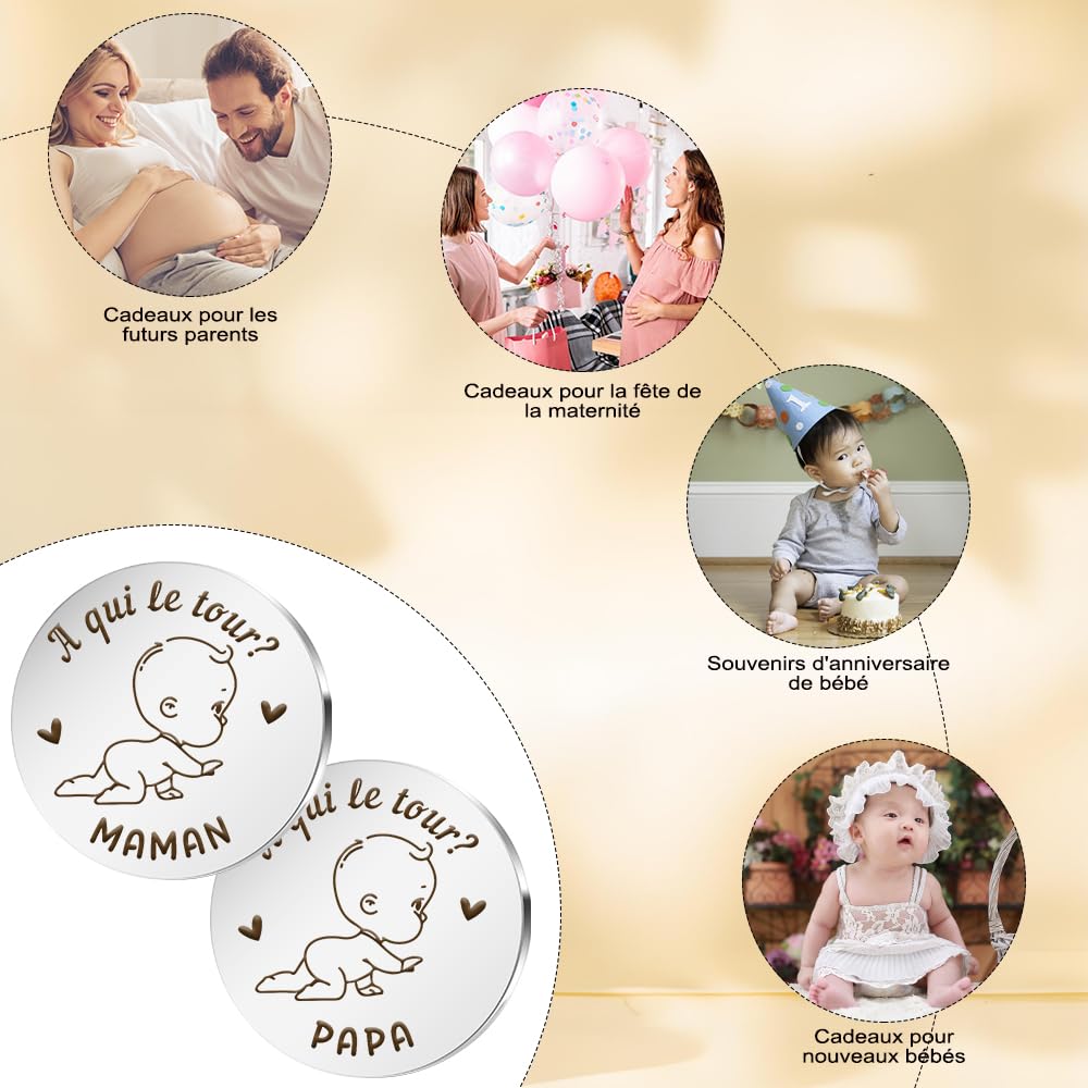 Cadeau Futur Papa,Cadeau Future Maman,Cadeau Jeune Maman,Cadeau Naissance,Cadeau Futur Parents,Cadeau Pour Maman Apres Accouchement,Cadeau Jeune Parents,Pièce De Monnaie De Décision,Cadeau Maman
