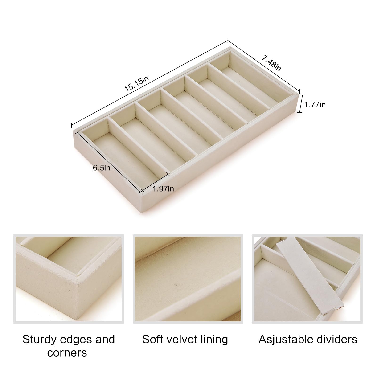 2 organizer per occhiali da sole, 6 scomparti, in velluto, per occhiali, anelli, collane, bracciali, orologi, per donne e uomini