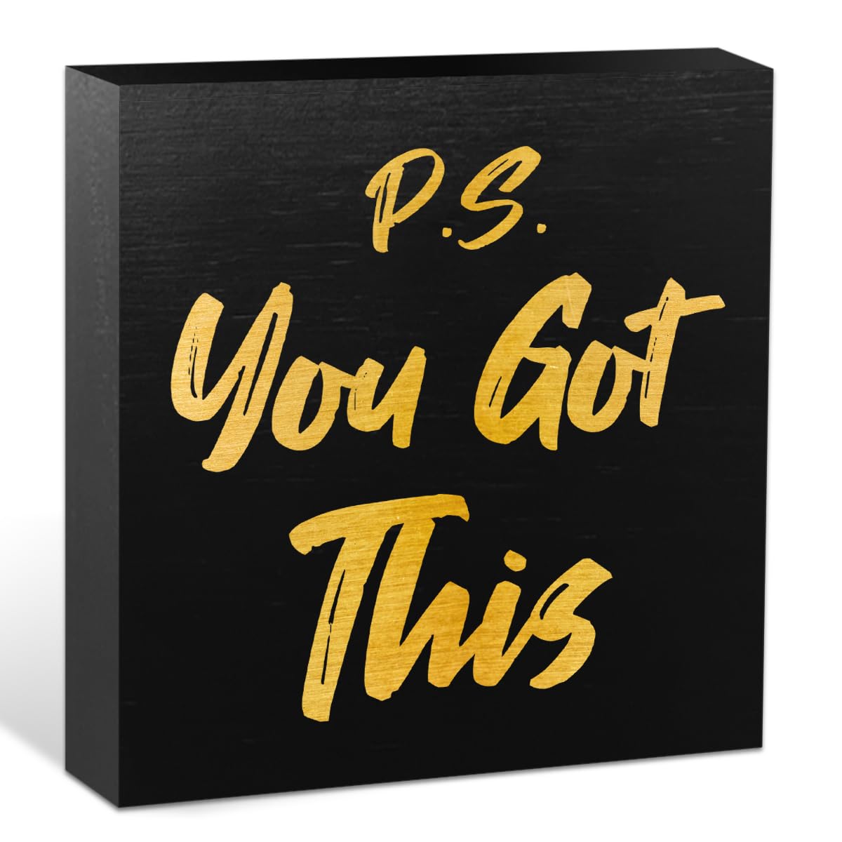 You Got This Black Wood Box Sign, Inspirational Office Decor Decorative Table Shelf Desk Decor, Desk Accessories Farmhouse Wooden Block Box Sign,