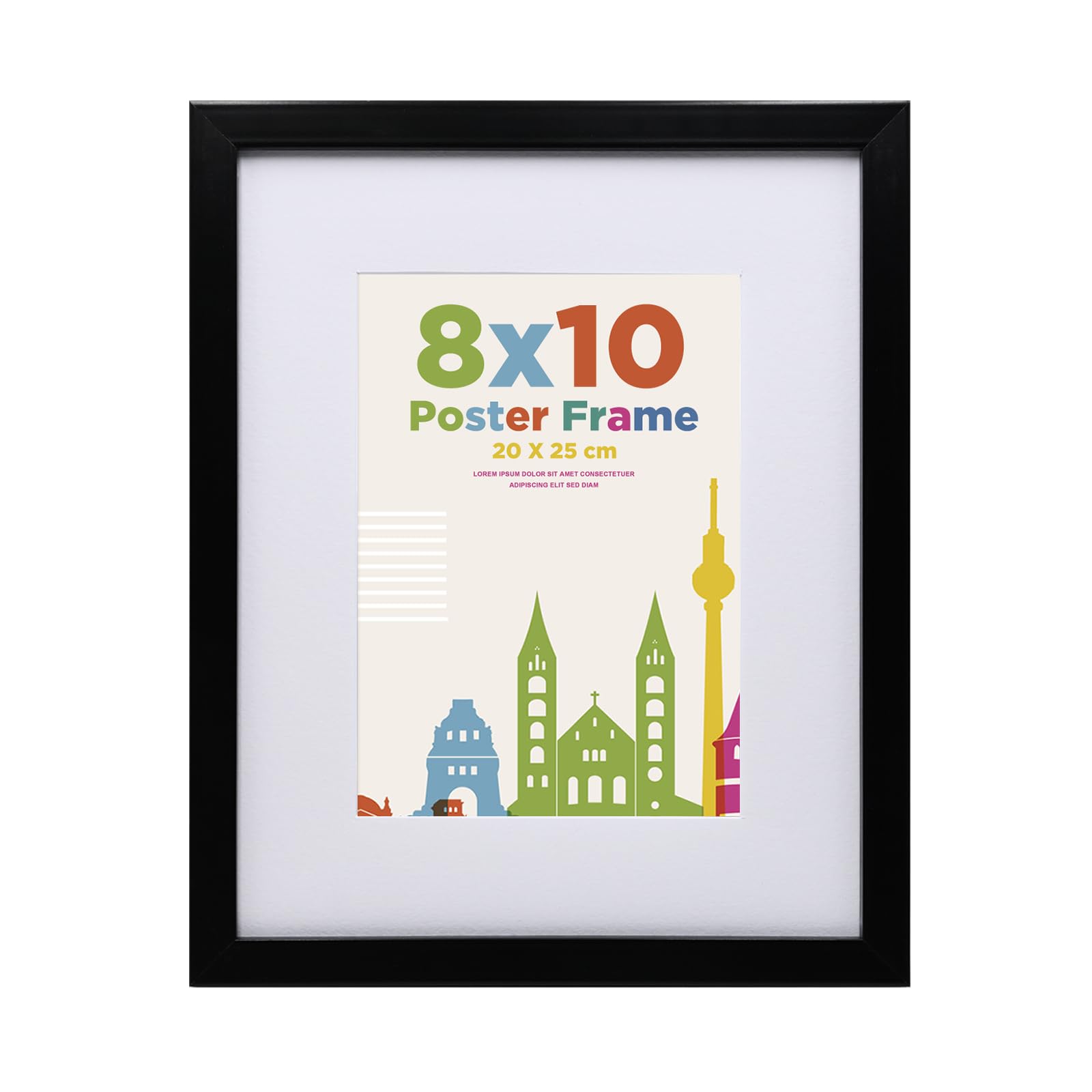 10x8 Picture Frame with 7x5 Mount, Wooden 20 x 25 cm Frames Featuring Clear Plexiglass for Table and Wall Mounting, Perfect for Portrait, Home, Office, Black โ image 1