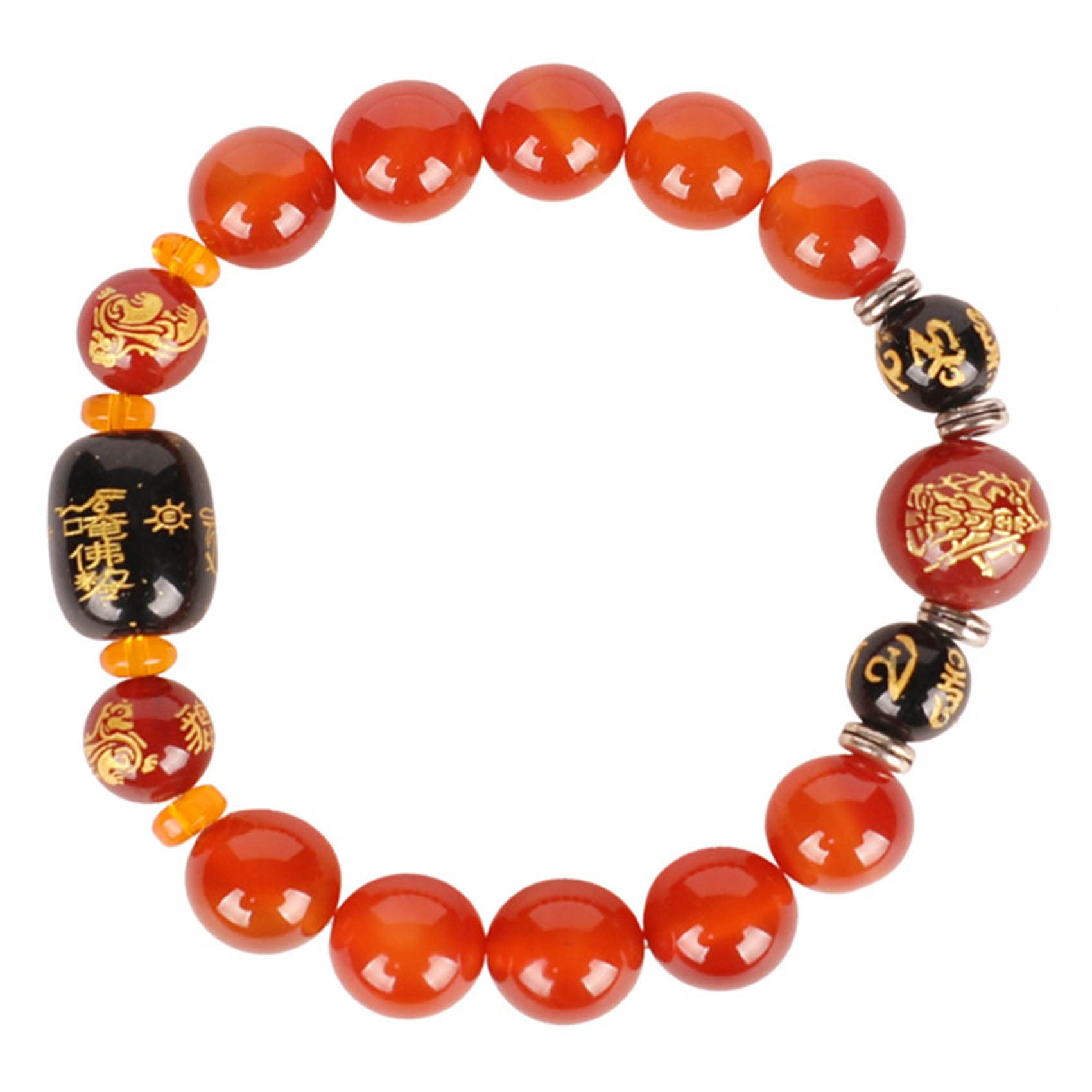NZPOST Crystal Bracelet,Agate bracelet, Red Agate Bracelet Wealth Amulet Buddhist Prayer Beads Bracelet R