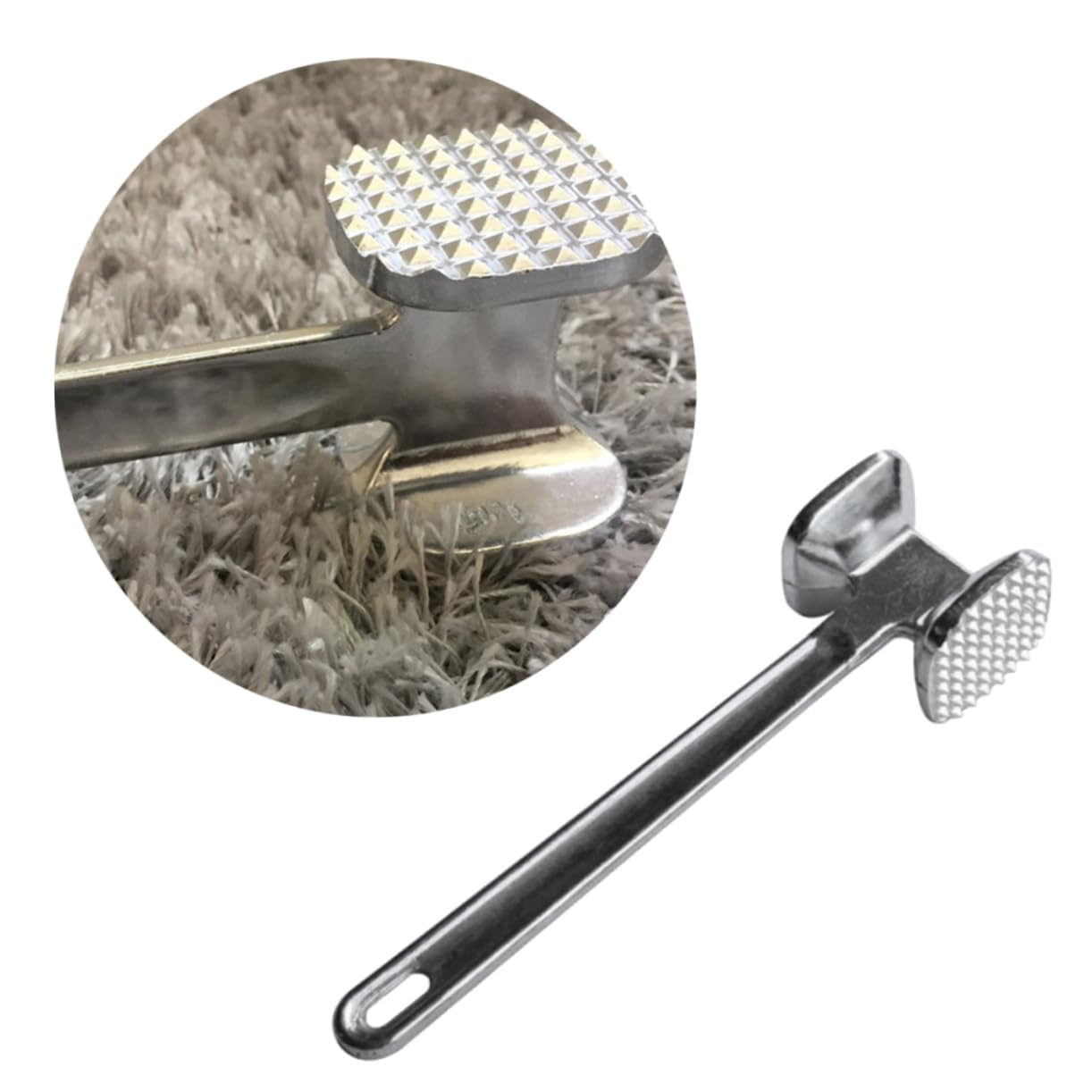 OFFSCH Steak Hammer Tenderizer Kitchen Chicken Dual Side Meat Hammer Cooking Gadget Meat Tenderizing Tool Tenderizing Mallet Cooking Utensils Beef Double-sided Hammer Food Hammer Silver