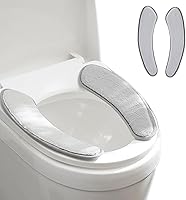 Iensen Thick Warm Toilet Seat Cushion Cover with TPR Adhesive - Washable Reusable Grey Winter Mat, Double Flap, Soft Protective