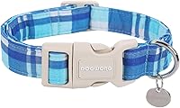 Vista 1 de DOGWONG Collar de Algodón para Perro, Collar de Perro de Cuadros Azules Resistente, Collar Suave y Duradero para Perro Macho, Lindo Collar de Boda