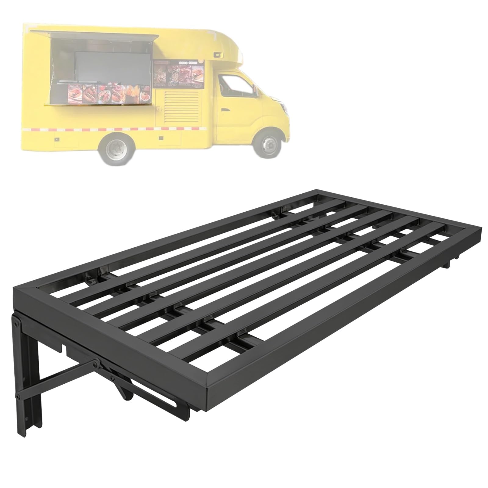 Farbroller wandfarbe Extra langer Imbissstand, an der Wand montierte Lattenroste aus Edelstahl für den Außenbereich, nach oben und unten klappbarer Imbisswagen(Black,46x12in/116x30cm)