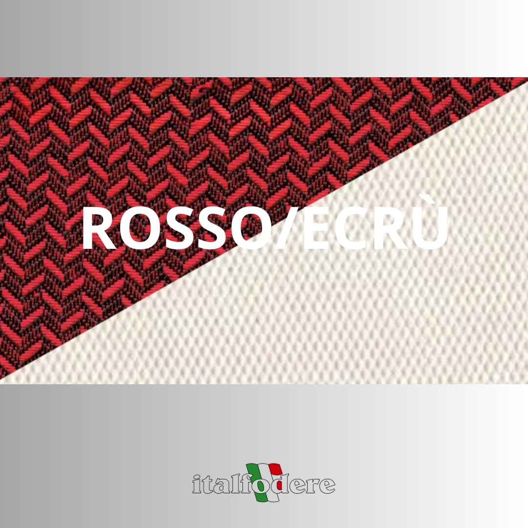 Italfodere - Coprisedili Auto Anteriori e Posteriori - Compatibili con Fiat 500 - Fatti a Mano - Cotone - Gommapiuma - Poliestere - Accessori Auto Interno - Made in Italy - (Rosso/Ecrù)