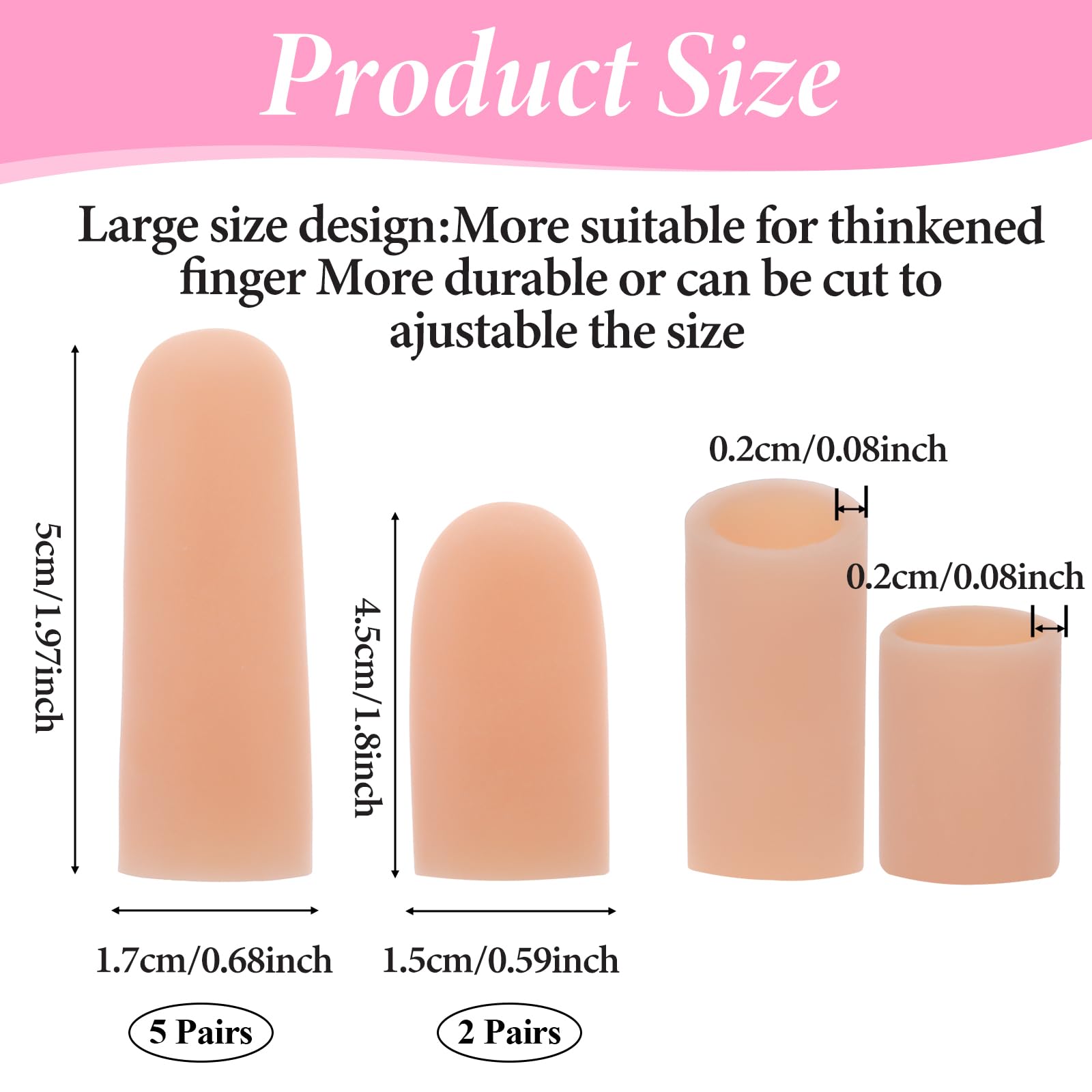 JJUNW Lot de 14 protège-doigts en silicone - Deux tailles - Protection des doigts - Protection des doigts - Soutien pour la czéma des mains - Arthrite des doigts - Travail - Sport - Travail domestique