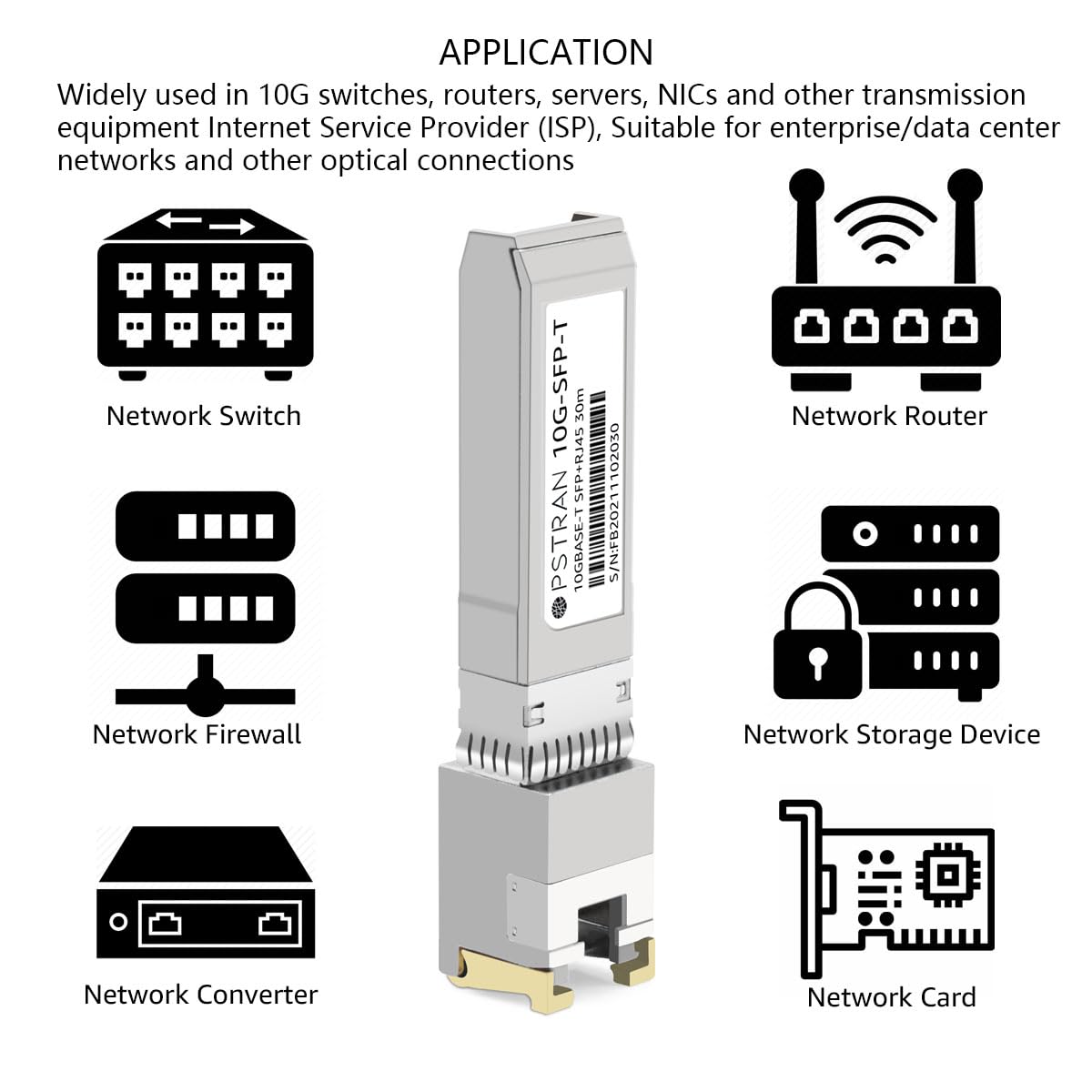 10GBASE-T SFP+ to RJ45 Copper Transceiver Module Compatible with HPE Aruba ProCurve JL563A 10G SFP+ 30m Cat6a/7