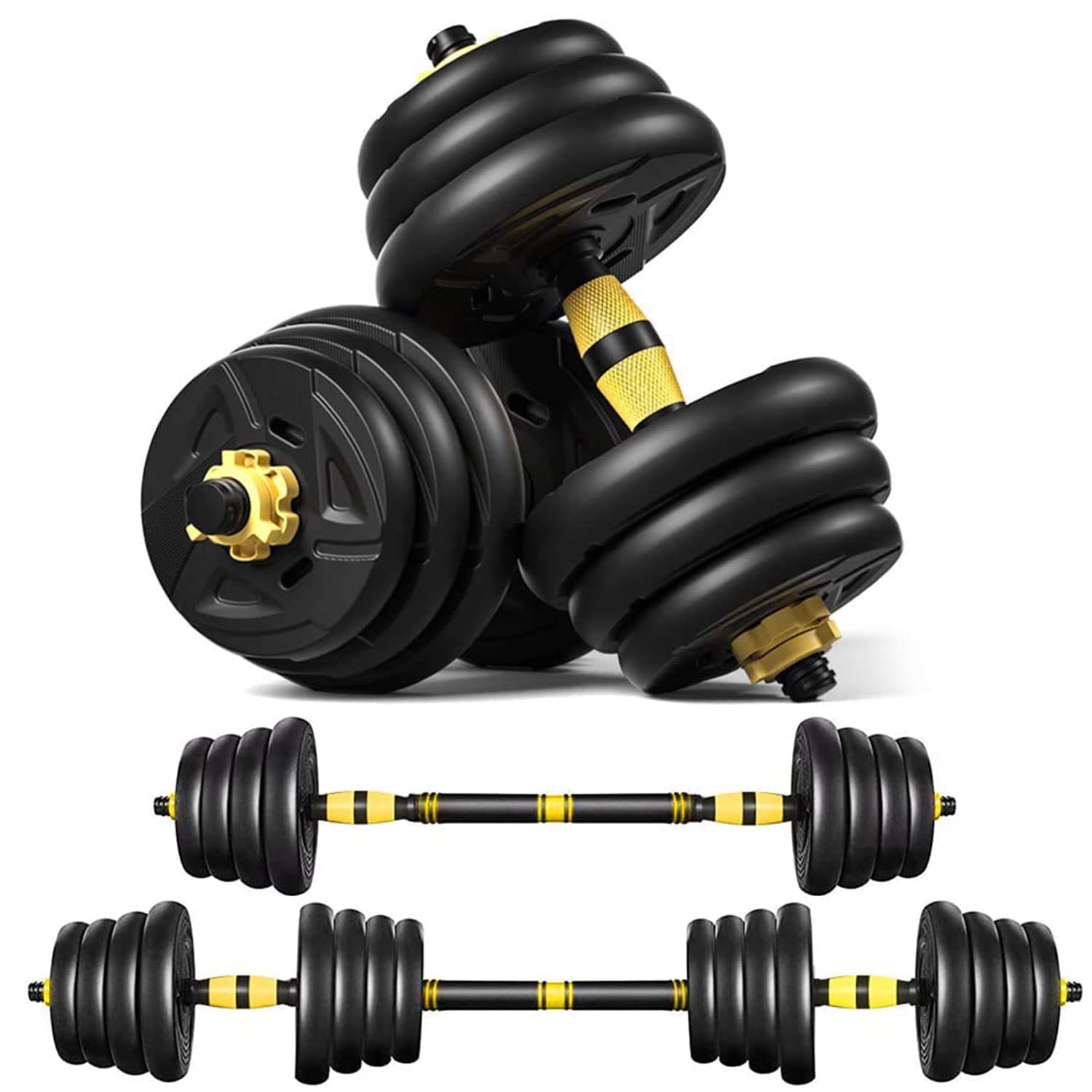 Weights Dumbbell Barbell Set 3 in 1 Adjustable Weights Dumbbells Set Home Fitness Weight Set Gym Workout Exercise Training with Connecting Rod for Men Women