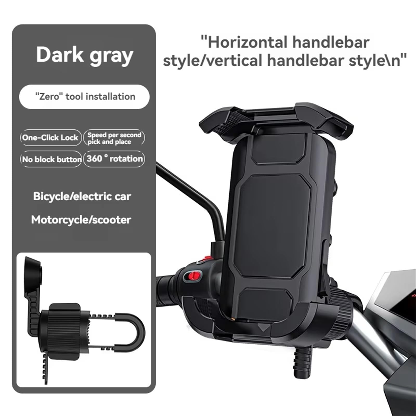 Barre Support Navigation GSP Support Navigation Véhicule Électrique Et Support Fixe Vélo Stable Résistant Aux Vibrations Support Téléphone Portable Moto Support Navigateur GPS(Bicycle B)