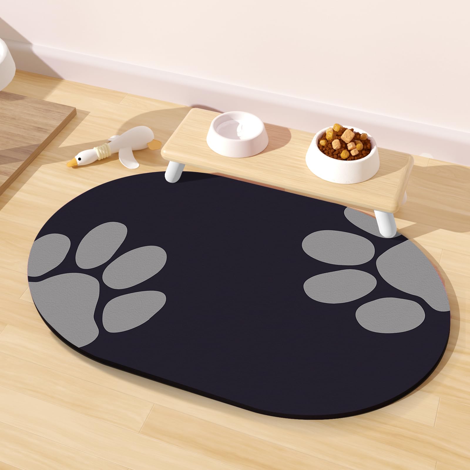 METEOROCK Absorbent Dog Food Mat, 61x40.5CM Non Slip Cat Feeding Mat, Anti-Scratch Cat & Dog Bowl Mats for Floor, Easy Clean Pet Food Mats for Dogs and Cats, Fit with Kitchen, Living Room, Garden — image 1